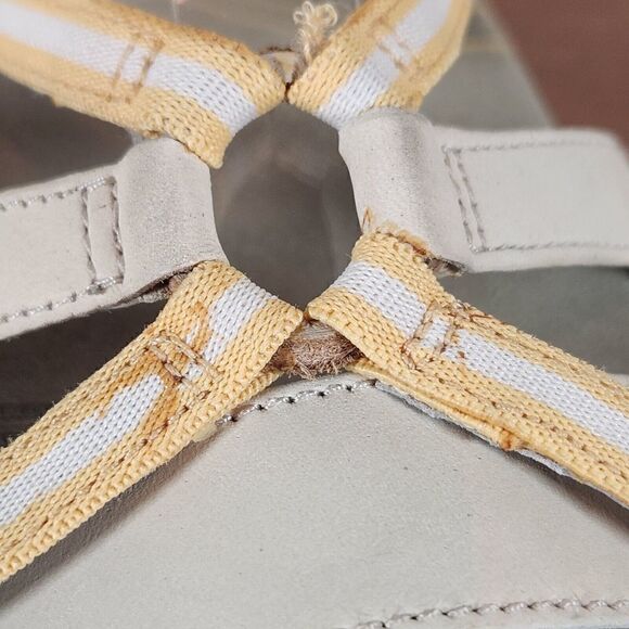 Merrell Sandals Womens Size 11 Camellia Yellow Beige Leather Slides J35594 FLAWS - Picture 13 of 15